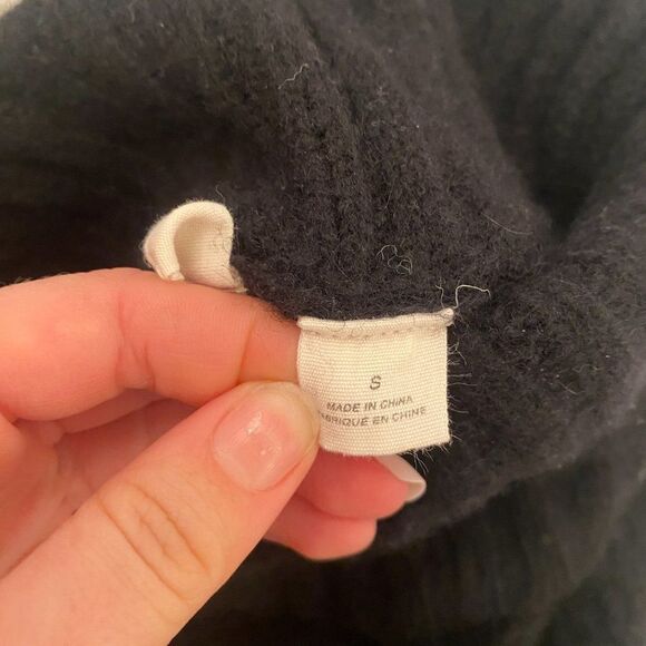 Anthropologie Moth Black Rib Knit Turtleneck Sweater - Picture 5 of 7